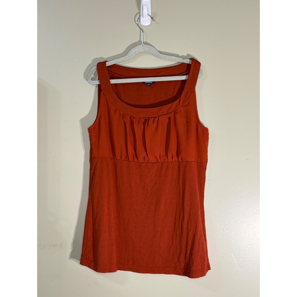 Reitmans Burnt Orange Empire Waist Pleated Scoop Neck Sleeveless Tank Top S